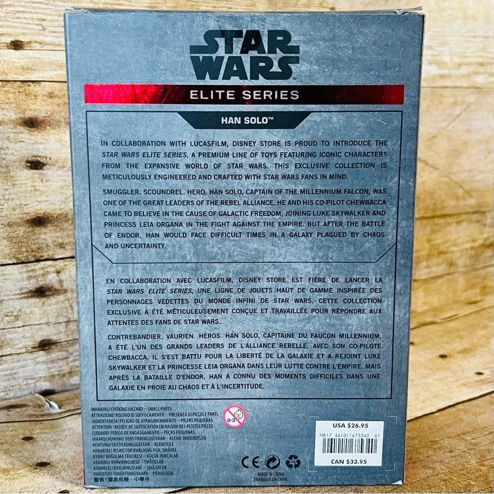 Disney Store Star Wars Elite Series Han Solo Die Cast Action Figure New Boxed